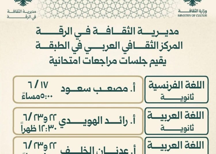 المركز الثقافي العربي في الطبقة يطلق جلسات مراجعة مجانية لدعم الطلاب استعداداً للامتحانات